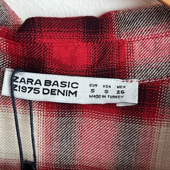 Zara red plaid small button down maxi dress - Picture 3 of 7